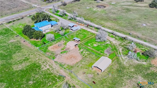 aerial view featuring a rural view