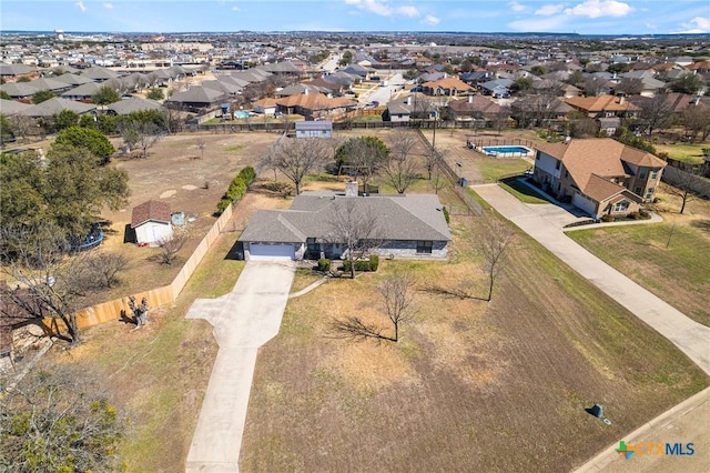 bird's eye view with a residential view