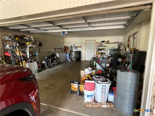 garage with a garage door opener