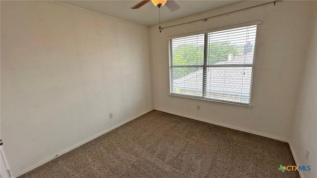 601 Barber Dr, Copperas Cove, TX 76522 - empty room with a ceiling fan, dark colored carpet, and baseboards