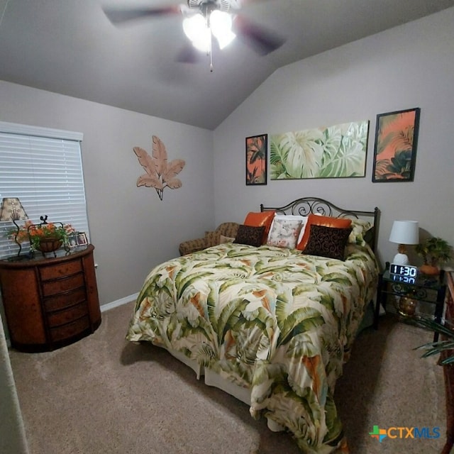 1802 Rustic Manor Dr, Temple, TX 76502 - carpeted bedroom with lofted ceiling, a ceiling fan, and baseboards