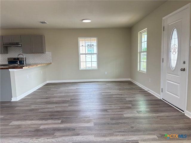 708 E 5th St, Nixon, TX 78140 - entrance foyer with dark wood finished floors and baseboards