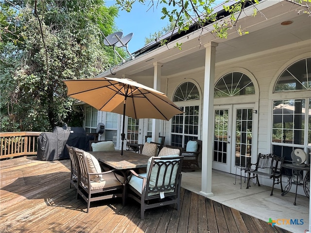 wooden deck with french doors