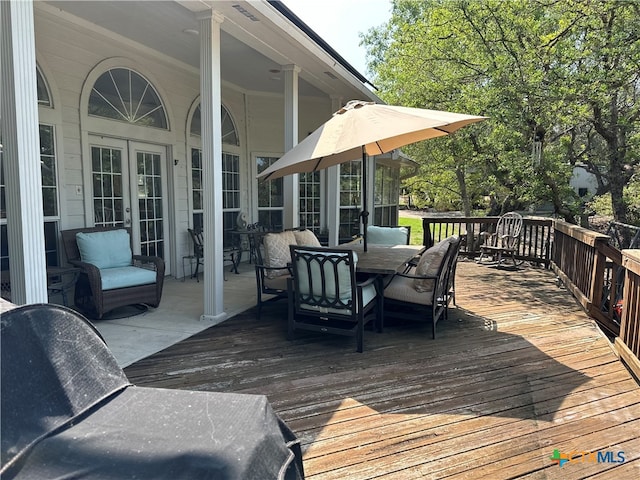 deck with french doors