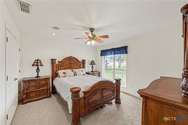 bedroom featuring recessed lighting, vaulted ceiling, carpet flooring, and baseboards