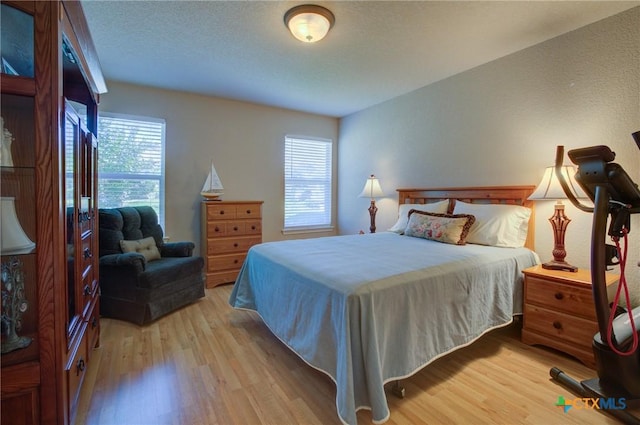 bedroom featuring wood finished floors and multiple windows