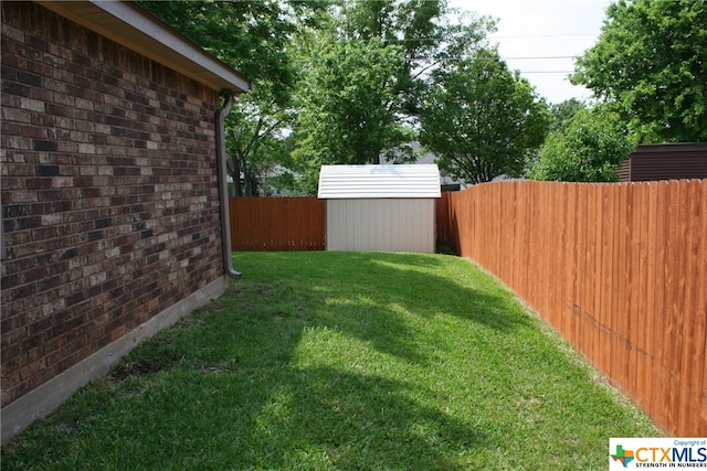 view of yard featuring a shed