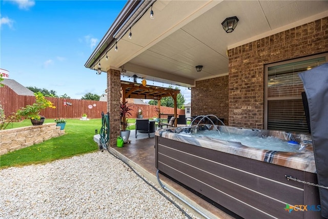 3424 Waggoner Dr, Belton, TX 76513 - fenced backyard featuring a hot tub and a patio