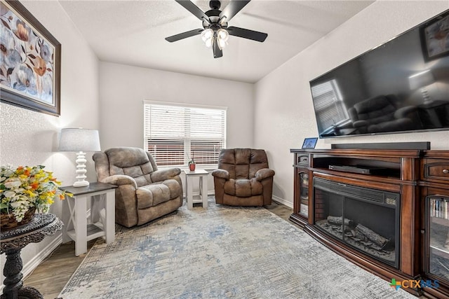 3424 Waggoner Dr, Belton, TX 76513 - living room with wood finished floors and a ceiling fan