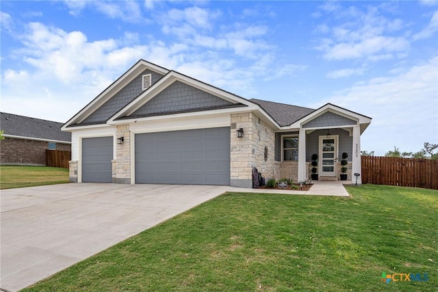 3203 Pistoia Trl, Temple, TX 76502 - craftsman inspired home with a garage, driveway, and stone siding