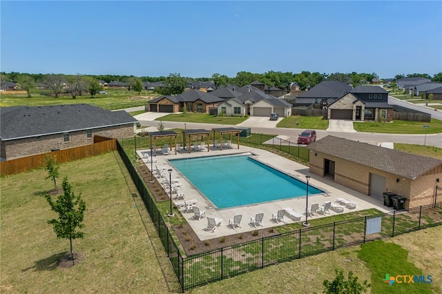 3203 Pistoia Trl, Temple, TX 76502 - community pool featuring a residential view and a patio