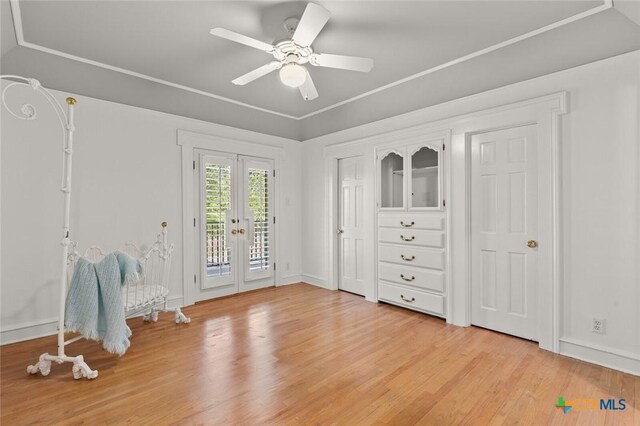 6 Carriage Sq, Waco, TX 76708 - interior space with ceiling fan, baseboards, french doors, and light wood-style floors