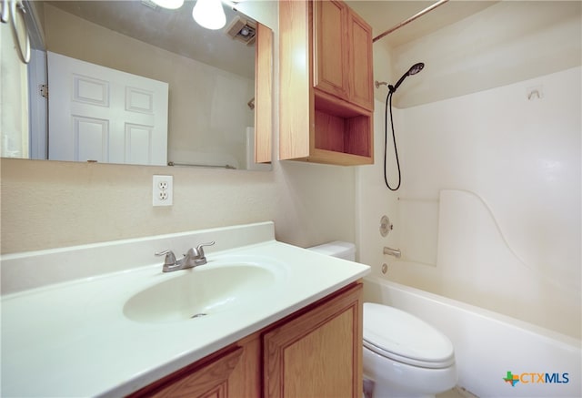 full bathroom with vanity, toilet, and shower / bath combination