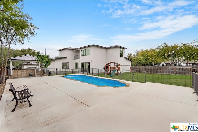 view of pool with a gazebo and a patio area