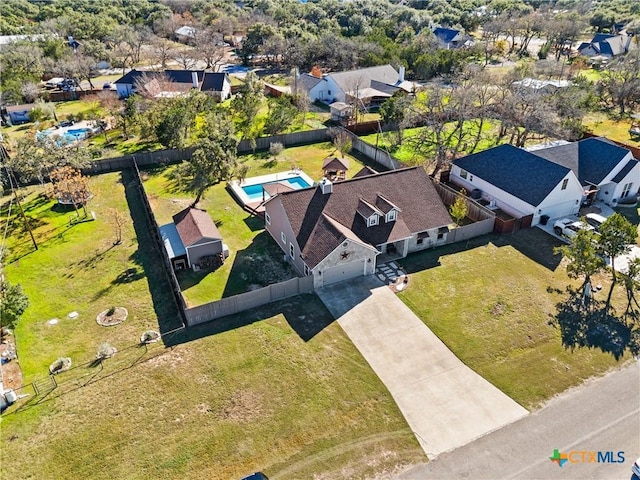 drone / aerial view with a residential view