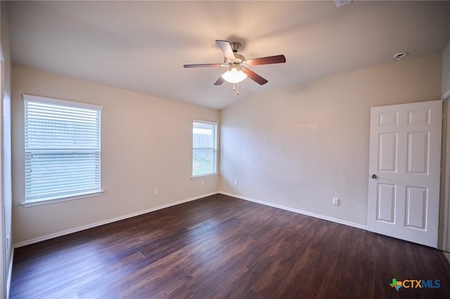 6409 Katy Creek Ln, Killeen, TX 76549 - unfurnished room featuring ceiling fan, dark wood-type flooring, and baseboards