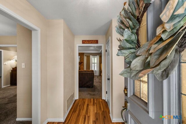 312 Beaver Loop, Temple, TX 76502 - hallway featuring carpet flooring and wood finished floors