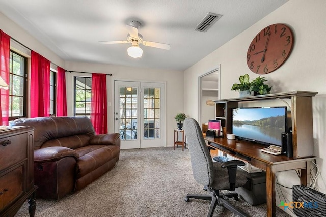 312 Beaver Loop, Temple, TX 76502 - carpeted home office featuring ceiling fan