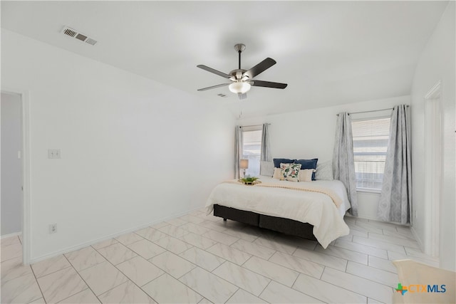 bedroom featuring ceiling fan