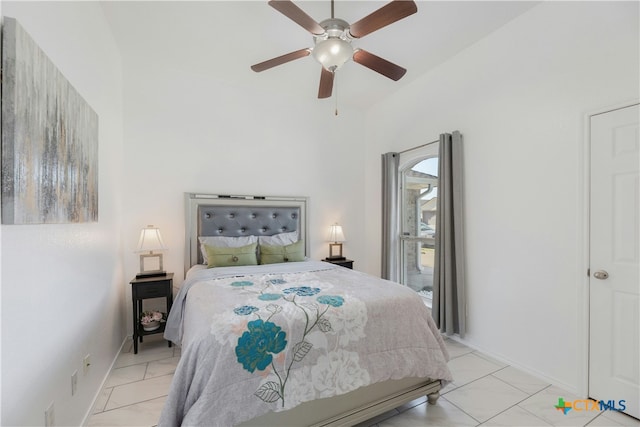 bedroom featuring ceiling fan