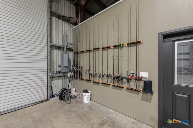 garage with electric panel