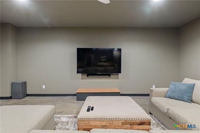 living room with carpet flooring