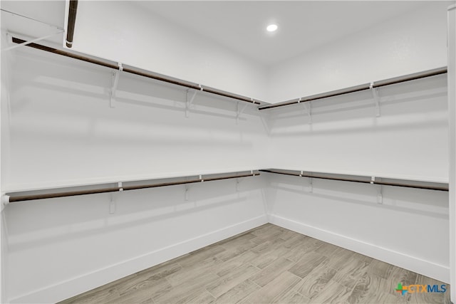 spacious closet featuring light wood-type flooring