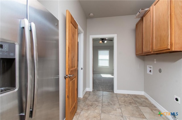 2241 Berger Rd, Temple, TX 76501 - washroom with cabinet space, a ceiling fan, baseboards, and washer hookup