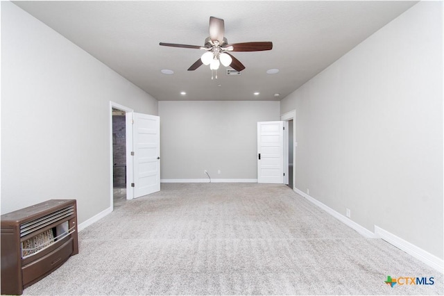 2241 Berger Rd, Temple, TX 76501 - carpeted empty room with a ceiling fan, recessed lighting, heating unit, and baseboards