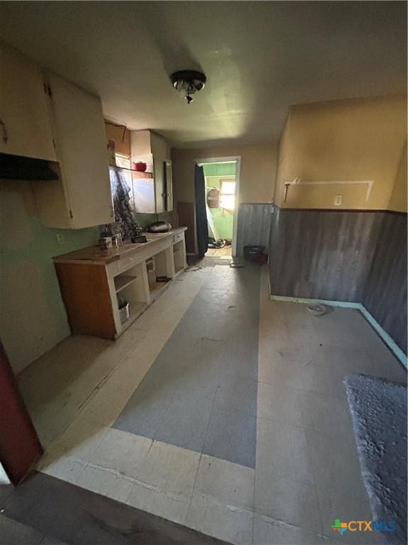 kitchen with white cabinets
