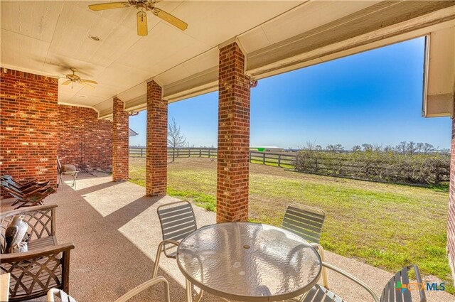 1041 Clarence Rd, Temple, TX 76501 - view of patio featuring fence, ceiling fan, and outdoor dining area