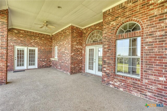 1041 Clarence Rd, Temple, TX 76501 - view of patio / terrace featuring french doors and a ceiling fan