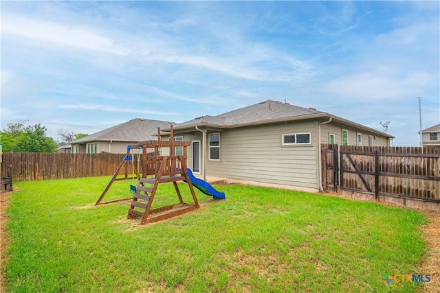466 Sand Trail St, New Braunfels, TX 78130 - back of property featuring a playground