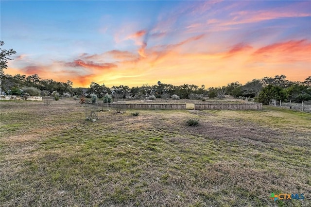 view of yard at dusk