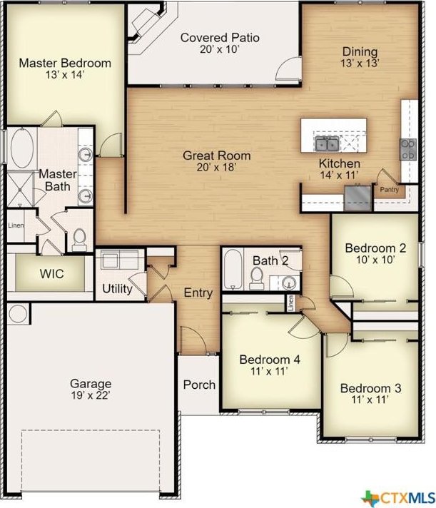 1249 Bending Branch Way, Temple, TX 76502 - home floor plan