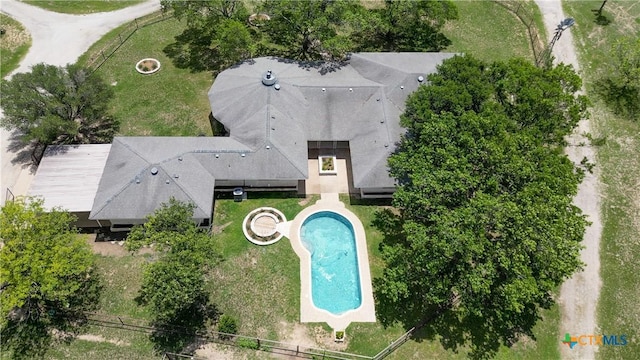 614 County Road 207, Burnet, TX 78611 - view from above of property featuring a pool area