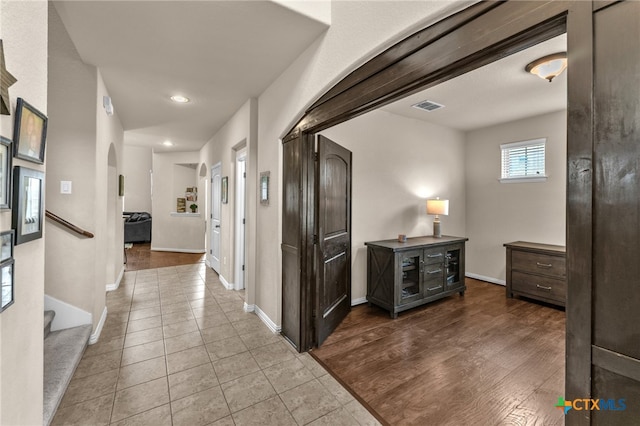 hall featuring light wood-type flooring