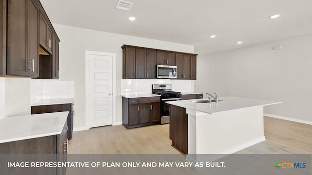 193 Zane Saddle Rd, Lockhart, TX 78644 - kitchen featuring dark brown cabinets, visible vents, a sink, and stainless steel appliances