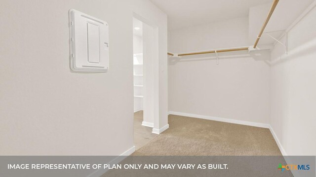 193 Zane Saddle Rd, Lockhart, TX 78644 - walk in closet featuring electric panel and carpet