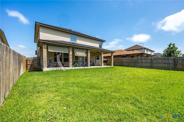 5920 Stonehaven Dr, Temple, TX 76502 - back of house with a patio, a ceiling fan, and brick siding