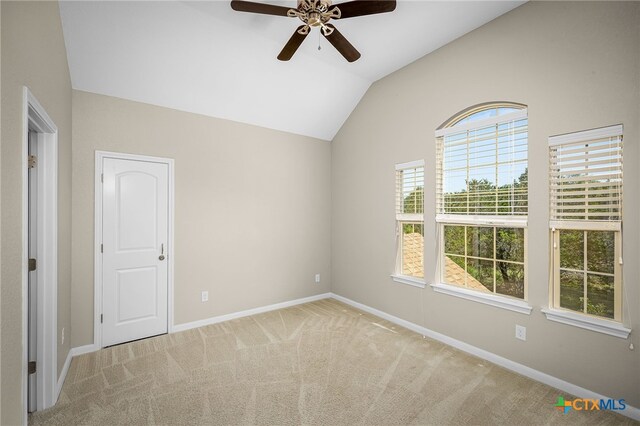 171 Clear Rdg, New Braunfels, TX 78132 - carpeted empty room featuring lofted ceiling, a ceiling fan, and baseboards