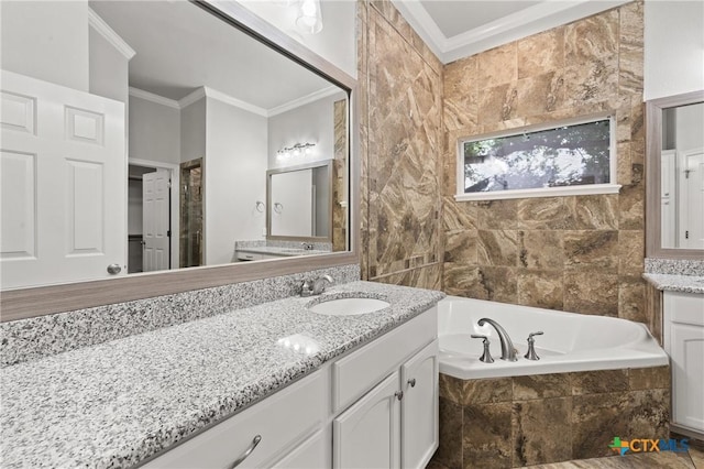 5905 Turtle Creek Trl, Temple, TX 76502 - full bath with crown molding, vanity, and a garden tub
