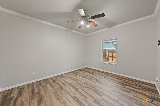 5905 Turtle Creek Trl, Temple, TX 76502 - unfurnished room featuring a ceiling fan, wood finished floors, baseboards, and ornamental molding