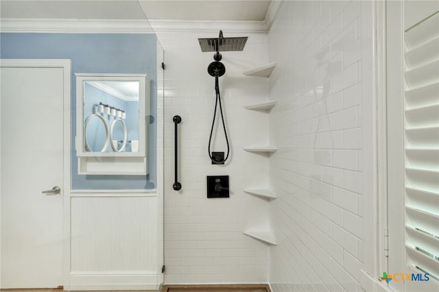 1506 Spiderlily Vw, Cedar Park, TX 78613 - full bathroom featuring crown molding and a shower stall