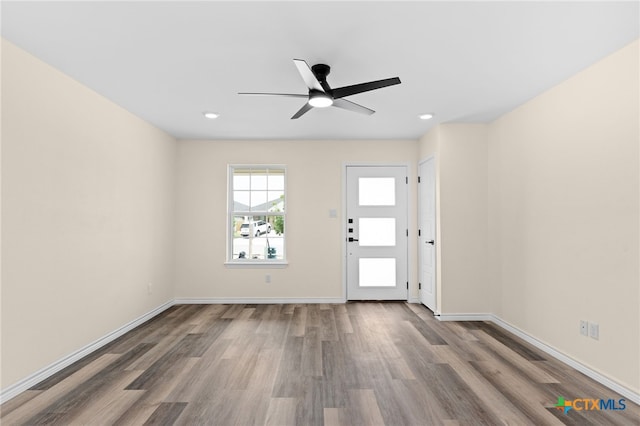 5224 Rose Garden Loop, Killeen, TX 76542 - foyer entrance with wood finished floors, ceiling fan, baseboards, and recessed lighting
