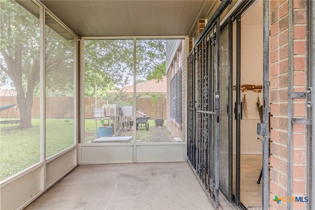 view of unfurnished sunroom