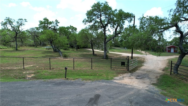 view of street with a rural view