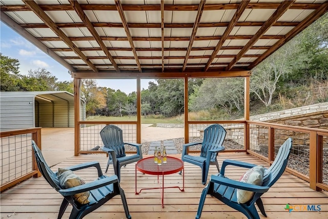 deck with a carport