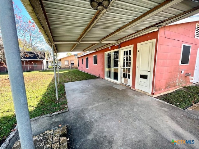 view of patio / terrace featuring french doors