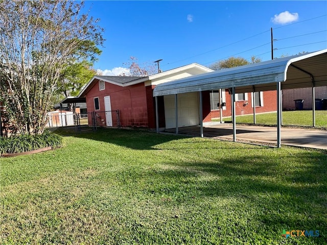 exterior space featuring a carport